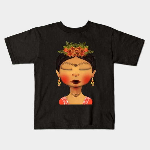 WOMAN OF THE INDIA Kids T-Shirt by Virginia Picón